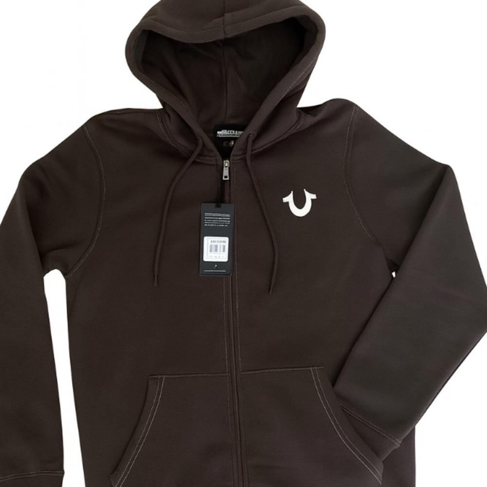 True Religion Buddha Logo Seal Zip Hoodie Brown Men’s M - Picture 4 of 14